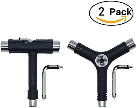 Sinmore All-in-One Skates Tools, 2 Pcs Black All-In-One Multifunctional portable T-tool&amp;Y-tool for skateboard