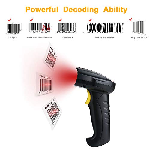 TaoHorse Handheld USB Barcode Scanner Wired Laser 1D Bar Code Reader