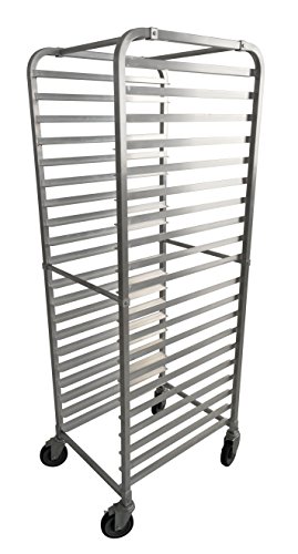 JET Aluminum 20 Tier Commercial Kitchen Baking Bun Pan Rack Holds 20 Full Size or 40 Half Size Sheet Pans with 5-inch Swivel Casters and Easy Assembly, 20.25 x 26 x 69-inch, Silver - Thumbnail 2