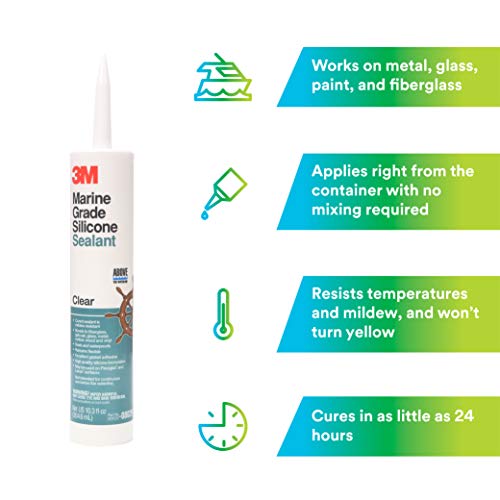 3M Marine Grade Silicone Sealant, Clear, PN08029, 304 mL Cartridge
