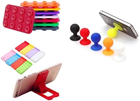 ALIMPIA 3 Rubber Ball Octopus Stand Sucker Silicone Sucker Mini Phone Stand+ 3 Big Universal Portable Pocket-sized Adjustable Cellphone Holder + 1 Free Silicone Mat Random Color Set of 7 Pcs