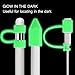 Fintie 3 Pieces Silicone Bundle Compatible with Apple Pencil 1st Generation, Soft Protective Cover Accessories Pencil Cap Holder with Nib Cover, Cable Adapter Tether, Green Glow in The Dark