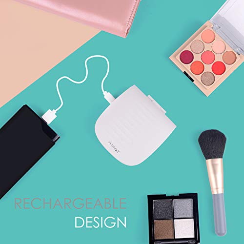 Rechargeable LED Lighted Compact Mirror - 1X/10X MAGNIFYING Travel MakeUp Mirror by CLSEVXY - Adjustable Brightness Control - Perfect for Purses - 4" Wide Illuminated Folding Mirror - Thumbnail 6