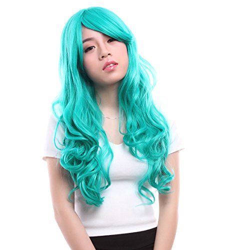 Lemail wig 60-65cm Long Dark Turquoise Anime Wavy Cosplay Wig CW182A