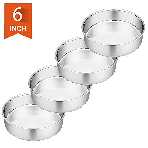 Small Cake Pans. 6 Inch Cake Pan, P&P CHEF 4Piece Stainless Steel