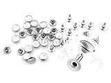 CRAFTMEmore 200 Pack Multi-Size Leather Rivets Single Cap Rapid Rivet Metal Stud Fasteners Round Cap for Bag Belt Wallet Leather Craft (Silver, 5MM)