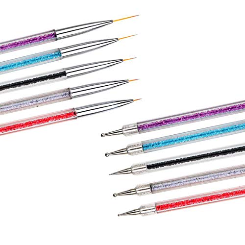 image for Waldd 5 Pieces Nail Art Liner Brushes, UV Gel Painting Nail Design Bru