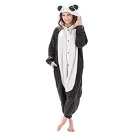 Emolly Fashion Adult Panda Animal Onesie Costume Pajamas for Adults and Teens (X-Large, Panda) Black/White