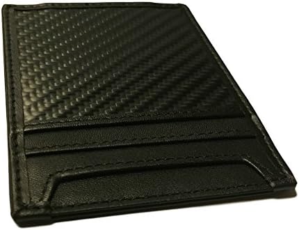Carbon Fiber Wallet, RFID blocker with Leather and Magnetic Money Clip