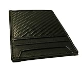 Carbon Fiber Wallet, RFID blocker with Leather and Magnetic Money Clip (Black)