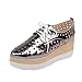 Latasa Womens Chic Hollow out Lace-up Pointed-toe Platform Wedge Mid Heel Oxford Shoes