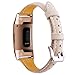 Oitom Slim Leather Bands Compatible Fitbit Charge 3 /Charge 3 SE Band Women Men Small Large,Slim Fashion Design Premium Leather Replacement Band Wrist Accessories Straps(Apricot)