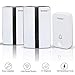 Wireless Doorbell - No Battery Required Doorbell Chime with 2 Receivers, 500 Feet/ 150 Meter Receiving Range, IP44 Waterproof Level, 4 Levels Volume, 51 Ringtones, White