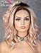 K'ryssma Bob Lace Front Wig Ombre 2 Tone Dark Roots to Light Orange Synthetic Wig Middle Part Wavy Short Wig Heat Resistant