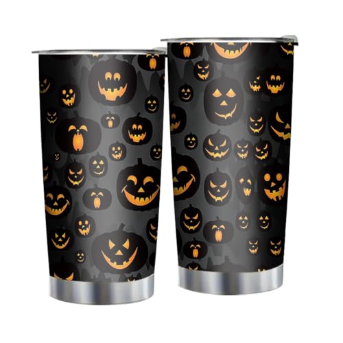 20 oz Halloween Pumpkin Tumbler with Lid, Coffee Travel Mug, Halloween Cup at Amazon