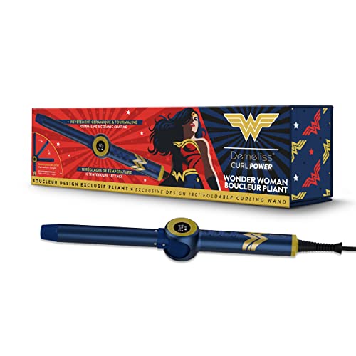 Demeliss SAINT ALGUE - CURL POWER WONDER WOMAN Faltbarer Lockenwickler - Ultraleicht zu bedienen - 180° klappbar - 10 Temperaturstufen - Digitalanzeige - Für alle Haartypen