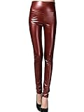 Simplicity Women's Sexy High-Waist Leather Skinny Leggings