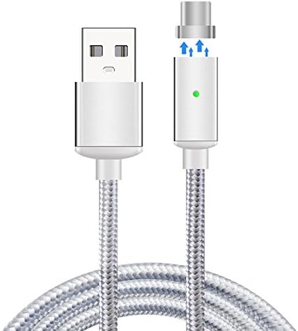 NEWDO Magnetic USB Type C Charging Cable/2.4A Braided Nylon Cables &amp; Data Sync Cord USB-C Connector Adapter/Strong Magnets for Auto Aim/3.3 ft/Reversible Pins with Both Magnetic Elements (1PC)