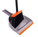 BirdRock Home Broom and Dustpan Set - Orange and Grey Durable Set - Indoor or Outdoor - Sweep Combo Great for Kitchen, Home, Garage and Office - Clip On