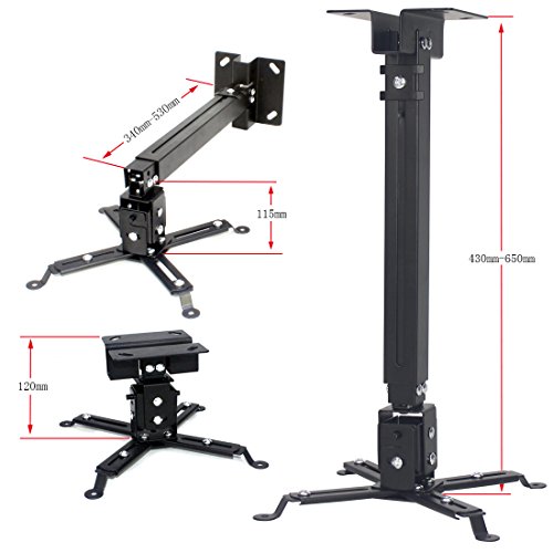 Drsn Universal Projector Ceiling Mount Adjustable Wall Mount Extendable Projector Mount White 16-25 inch 55lb Loading for LCD/DLP Ceiling Projector Epson Optoma Benq ViewSonic Black