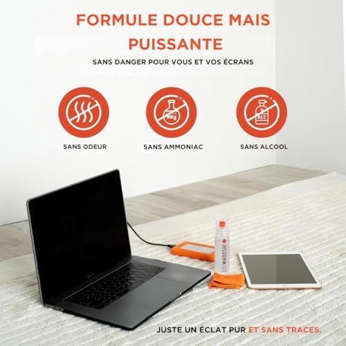 Duo Nettoyant d’écran 8ml & 100ml pour téléphone Lunettes Ordinateur portable MacBook avec chiffons en microfibre Nettoyage du téléphone Sans traces Bouteilles sans fuite Maison Voyage