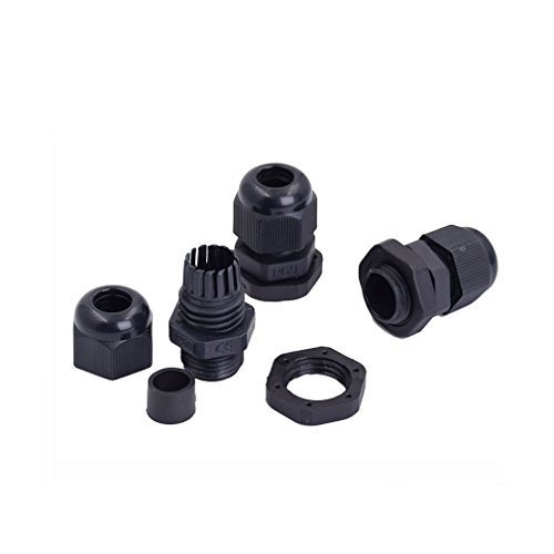 10pcs Waterproof PG9 Extended Thread Cable Gland Connector Black