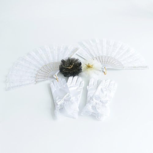 Banadim Grils Party Set Dress Up Play For 2 With Crown Hair Pin Gloves And Fans Lace Olivia