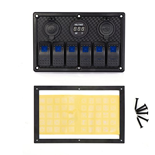 image for DCFlat 5 Pin 4 Gang / 6 Gang Car Marine Boat Circuit RV LED Rocker Swi