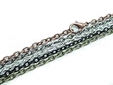 CleverDelights 10 Rolo Chain Necklaces Mix Pack - 24” - Antique Copper, Antique Bronze, Shiny Silver, Gunmetal, Dark Black - 3 x 4 mm Oval Links