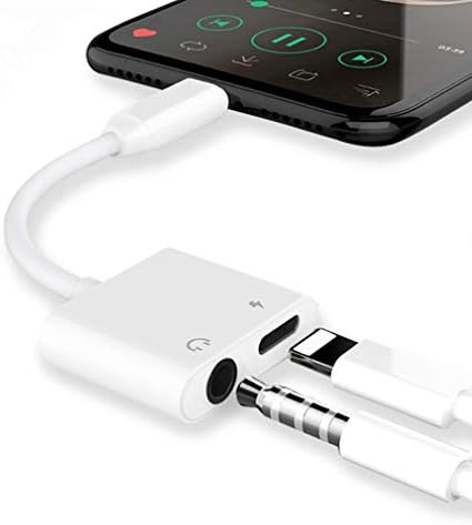 Headphone Jack Adapter Dongle for iPhone Xs/Xs Max/XR/ 8/8 Plus/X (10) / 7/7 Plus Adapter to 3.5mm Jack Converter Car Charge Accessories Cables & Audio Connector 2 in 1 Earphone Splitter Adaptor