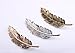 3Pack Leaf Feather Design Punk Women Girls Hair Clips Pin Claw Elegant Hair Barrettes Accessories for Lady(Gold,Silver,Bronze)