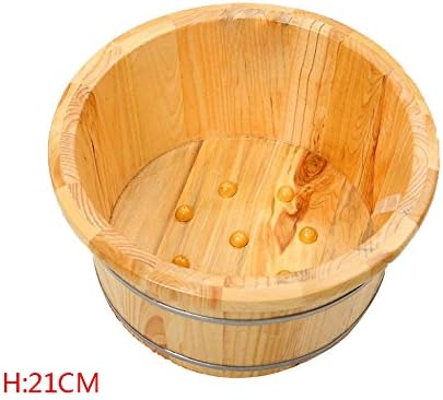 ERHANG Pedicure Basin， Foot Basin Wooden Bucket Foot Barrels Foot Tub Foot Bath Barrel Wood,C
