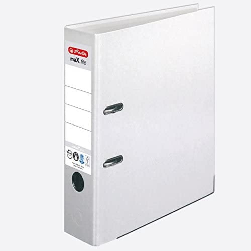 Herlitz maX.file nature plus folder, special paper cover, edge protection, sturdy, A4 8 cm, white