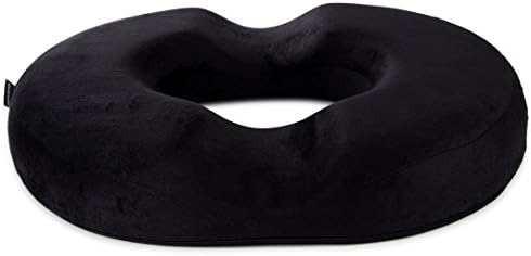 Super Foam Donut Cushion for Hemorrhoid &amp; Pelvic Pain - Tailbone &amp; Coccyx Support Cushion, Prostatitis Relief By QualComfort - Extra Firm - Ideal For Use On Padded Seats