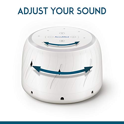 AccuMed Classic White Noise Machine, High Fidelity Sound Conditioner Machine, Variable Volume Adjust, Adjustable LED Lighting, High and Low Settings for Sleeping, Privacy, Relaxation (AC-WN106) White