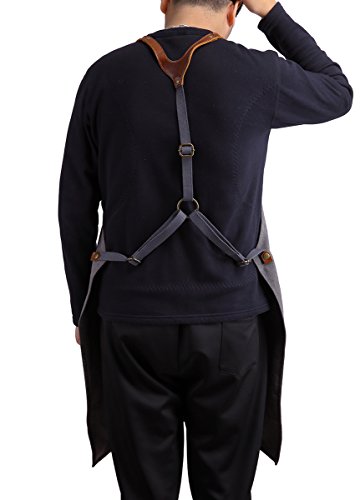 image for ZOMCHAIN Waxed Canvas Work Apron with Tool Pockets Fully Adjustable, L