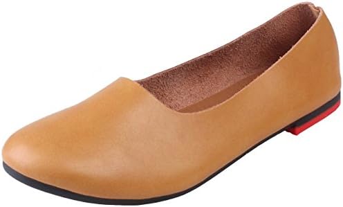 Tansure Women's Leather Loafer Flat Shoes Slip On US Size 10 Brown