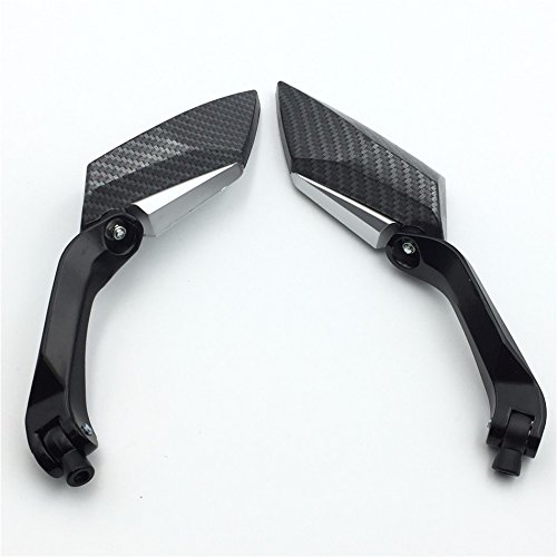 XKMT GROUP Motorcycle Carbon Fiber Diamond Blade Style Rearview Mirrors 8mm 10mm Fit All Motorcycle Standard Naked Street Bike with Standard Metric Screws 7/8" handlebar Honda CB1000R Shadow Valkyrie - Thumbnail 2