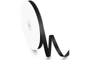 Isaspire 3/8" Width x 100 Yards Satin Ribbon, Thin Black Ribbon Perfect for DIY Craft, Bows, Gift Wrapping, Flower Bouquet, Valentine's Day, Christmas and Halloween Party Decoration