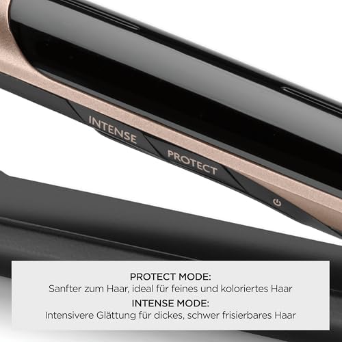 Super Smooth Glätteisen – Anti-Frizz Ionen-Technologie, Hitzeschutzmatte, fortschrittliche Keramikplatten, schnelles Aufheizen, 6 Temperaturstufen von 140°C bis 235°C, ST393E