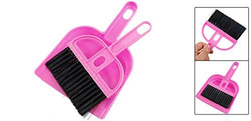 DealMux Car Cleaning Mini Whisk Broom Dustpan Set Pink Black