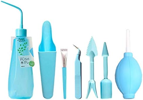 SMALLJUN 1 Set Succulents Mini Flower Pot Watering Bottle Blower Brush Shovel Tools Potted Plants Maintenance Suit Household Gardening Accessory Blue 7-piece Set