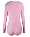 Moxeay V-Neck One Piece Bodysuit Long Sleeve Bodycon Rompers (Large, Pink)
