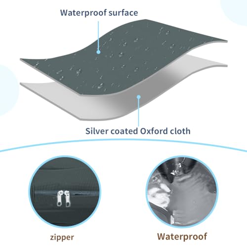 DUJUIKE - Waterproof Dog Bed Cover, Cage Replacement Cover, Pad Replacement Cover, Washable, Removable, with Zipper, Mattress Protector (Dark Grey, L(102x69x10cm))