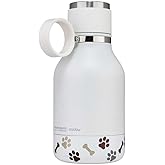 Asobu Buddy Bottle a Stainless Steel Insulated Water Bottle for with Removable Dog Water Bowl and Dog Food and Treat Storage Bowl (White, 37 oz Water Bottle with Bowl)
