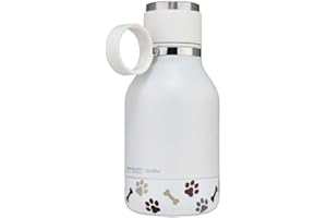 Asobu Buddy Bottle a Stainless Steel Insulated Water Bottle for with Removable Dog Water Bowl and Dog Food and Treat Storage Bowl (White, 37 oz Water Bottle with Bowl)