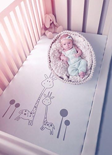 Crib Sheets Nursery Bedding Baby Bed Sheets Set 2 Pack Cotton Jersey Fitted Toddler Mattress Standard Newborn Gender Neutral Unisex for Infant Girl Boy Kids Registry (White Gray Grey Giraffe)