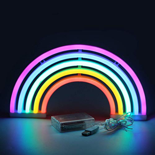 XIYUNTE Rainbow Neon Lights, Rainbow Lights Christmas Neon Wall Light Battery and USB Operated Light up LED Signs Rainbow Lamps for Children's Bedroom,Christmas,Wedding,Party Decoration