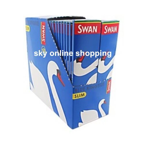 50 Booklets(full box) Swan Blue King Size Slim Cigarette Rolling Papers Genuine