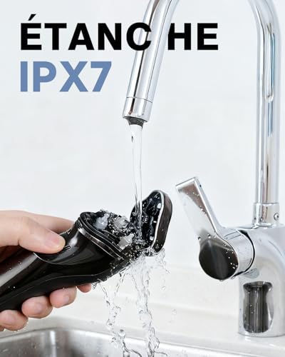 Men's Electric Shaver with LCD Display, IPX7 Waterproof for Wet and Dry Shaving, 4D Floating Head, 120 Min Battery Life, Rechargeable Shaver with Travel Lock, Ideal for Sensitive Skin (Black)